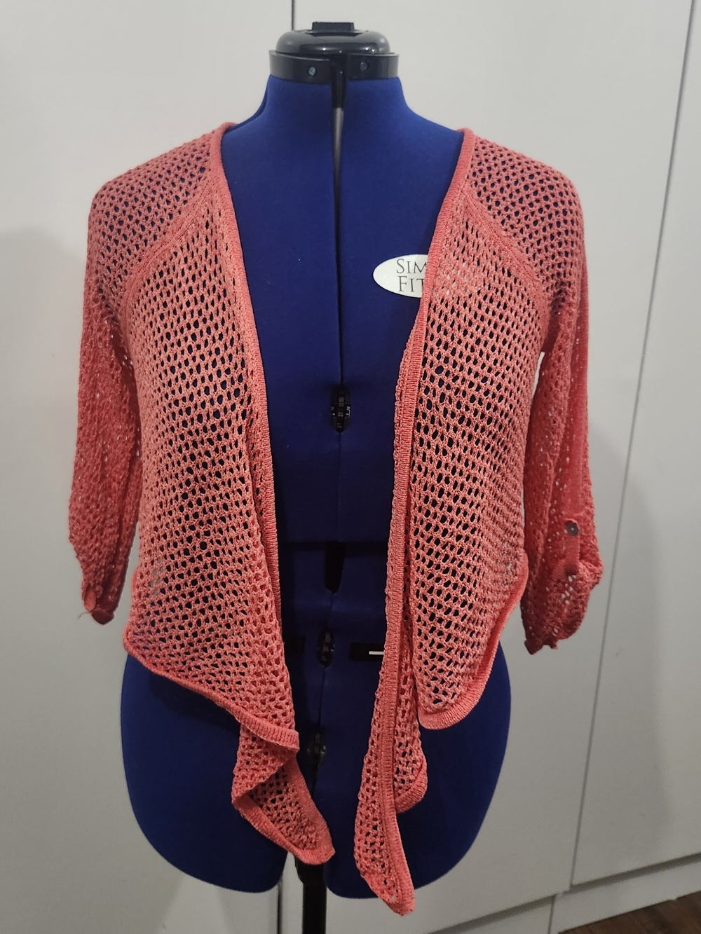 Ruby Rd. Coral Open-Weave Draped Knit Shrug